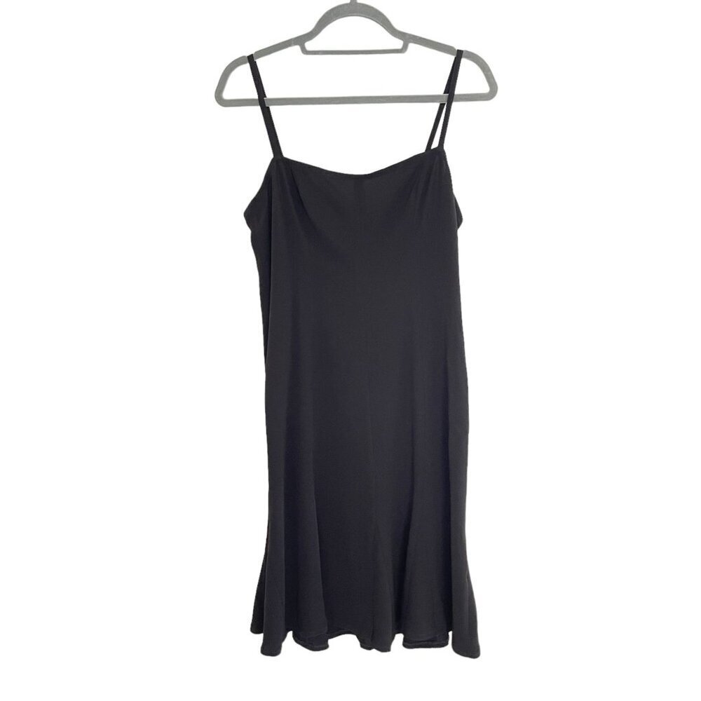 Tom And Linda Platt Spaghetti Strap Midi Dress Size 8 Flare Hem Black LBD